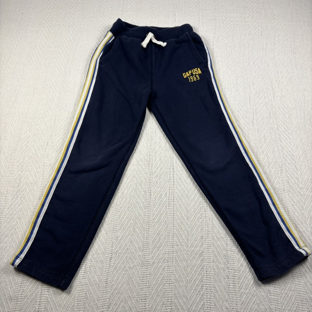 Gap Kids Medium USA 1969 Navy Blue Sweatpants Side Stripes Joggers Bottoms